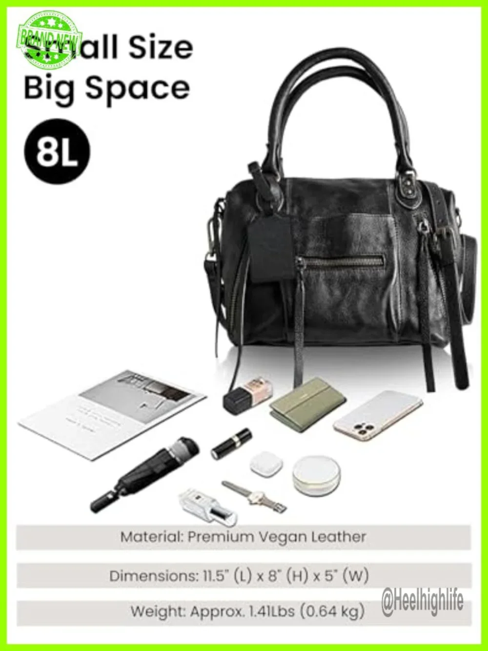 Vegan Leather Hobo Tote Bag with Dual Straps - Mini Shoulder Handbag